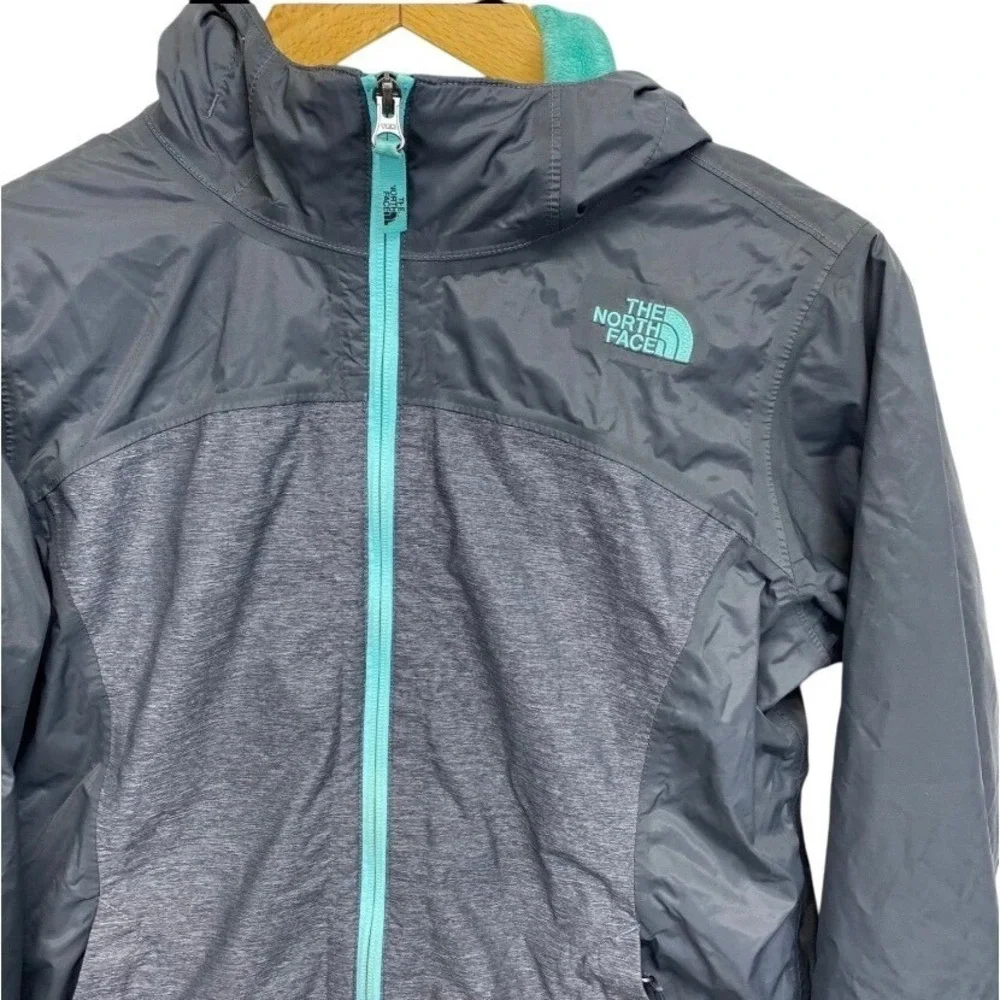 The North Face Gray DryVent Fleece Removable Lined Hooded‎ Jacket Kids L/G 14-16